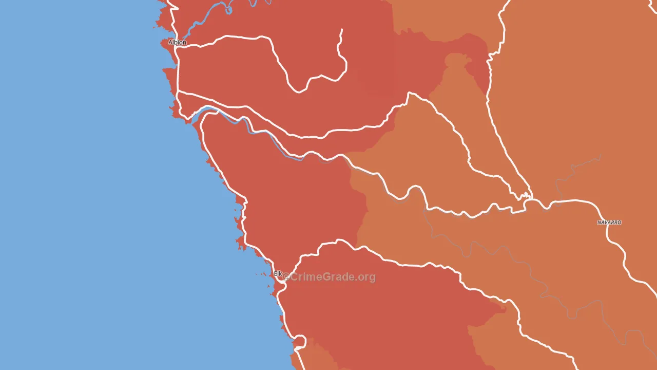 Elk, CA Map of Burglary Rates