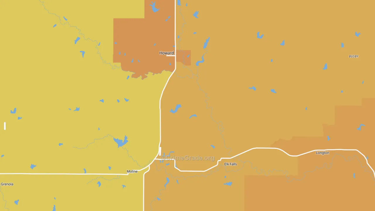 Elk County, KS Map of Burglary Rates