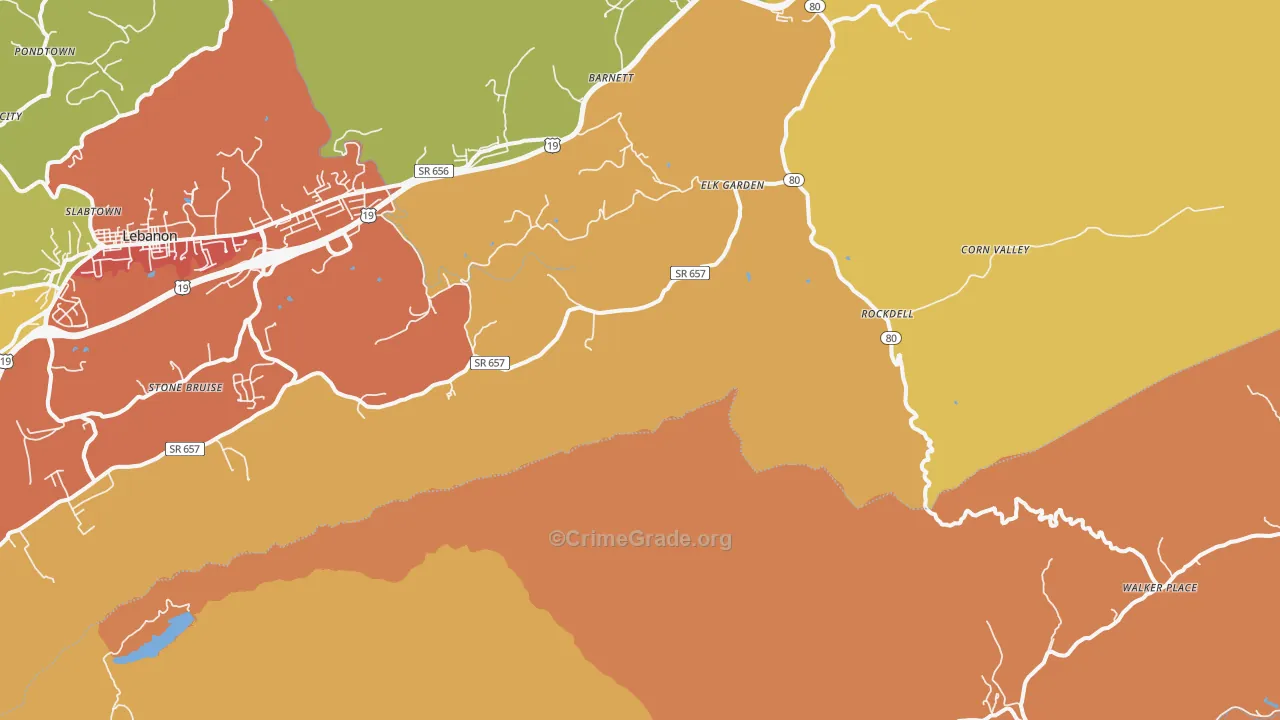 Elk Garden, VA Map of Burglary Rates