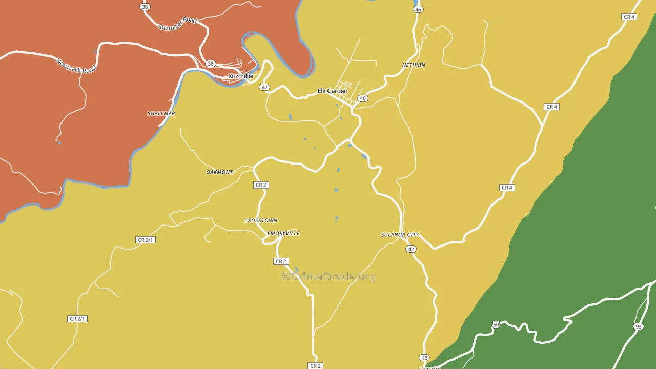 Elk Garden, WV Map of Burglary Rates