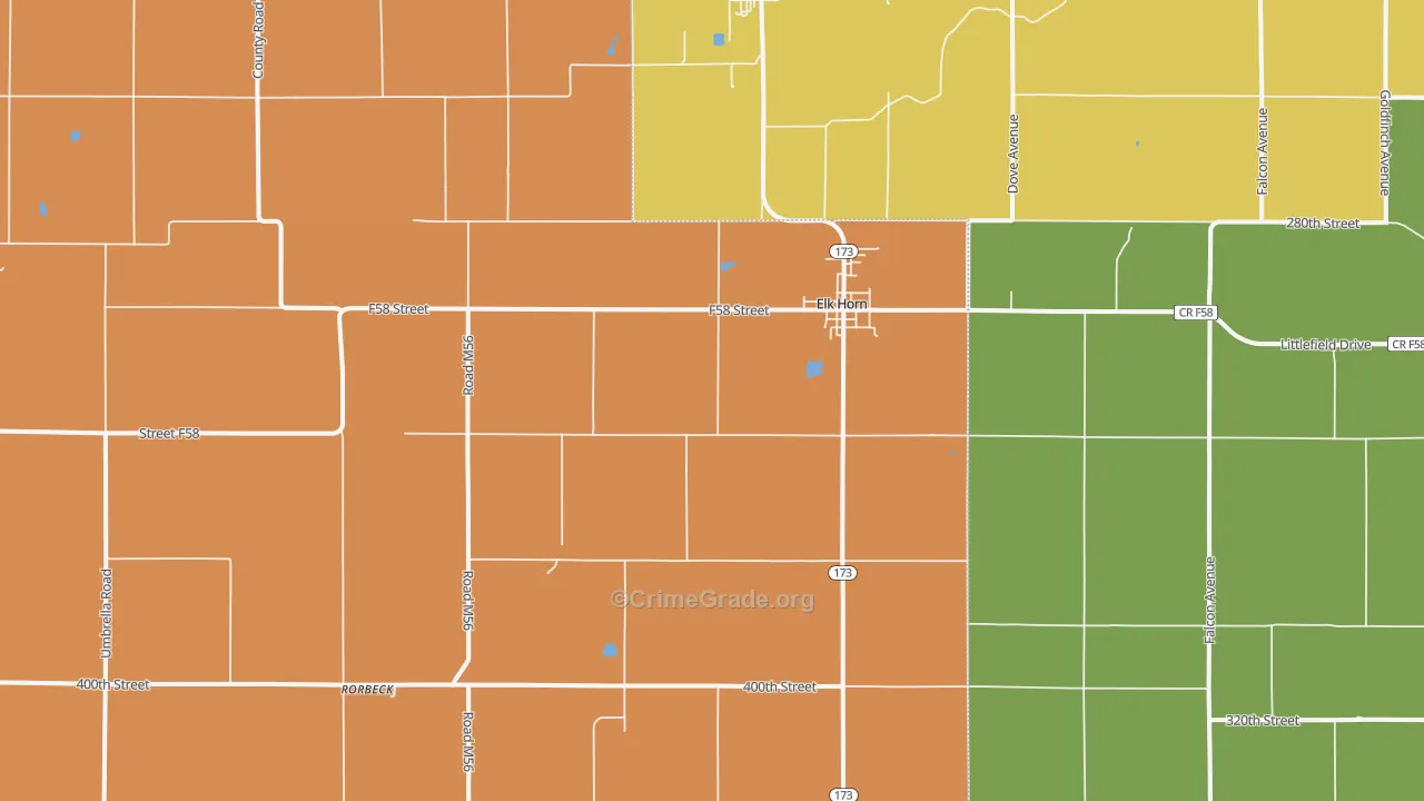 Elk Horn, IA Map of Burglary Rates