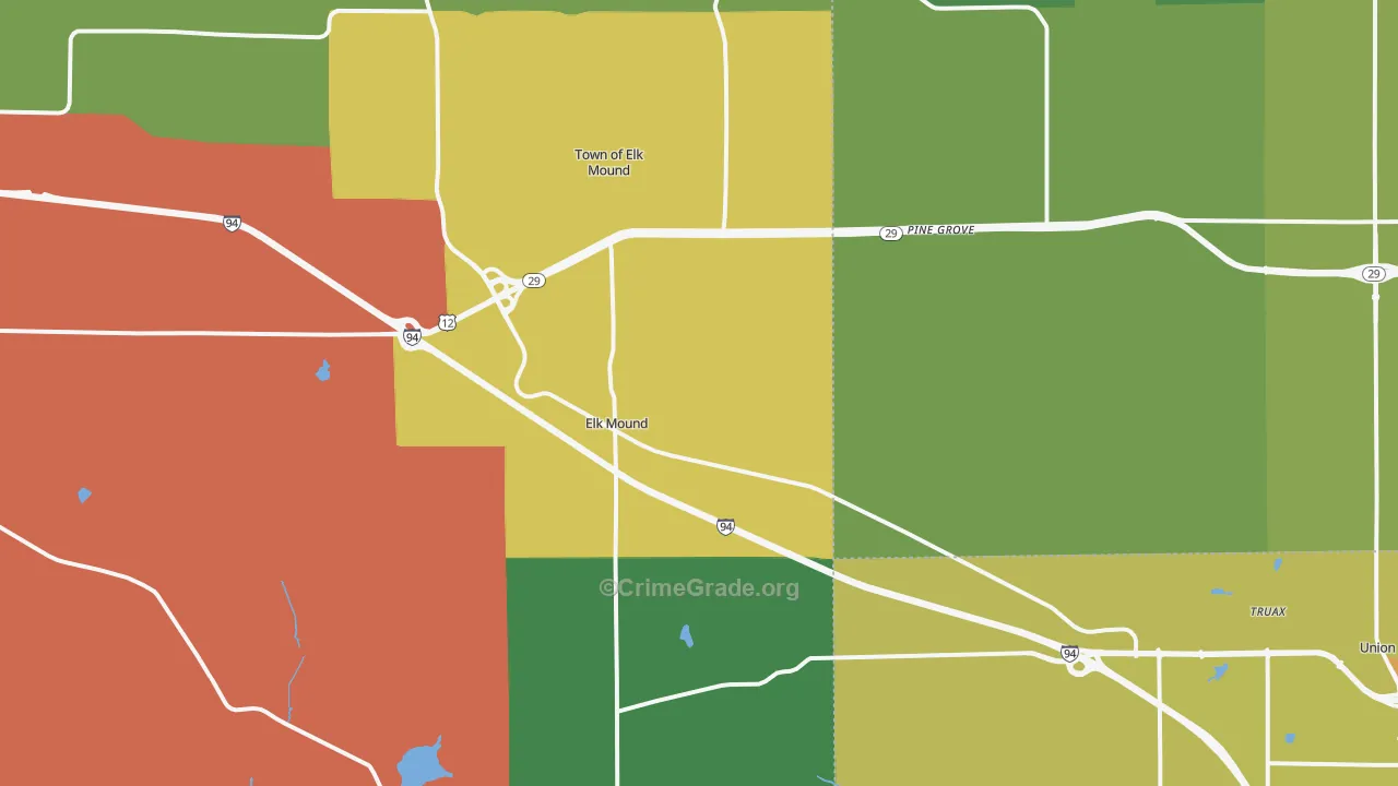 Elk Mound, WI Map of Burglary Rates