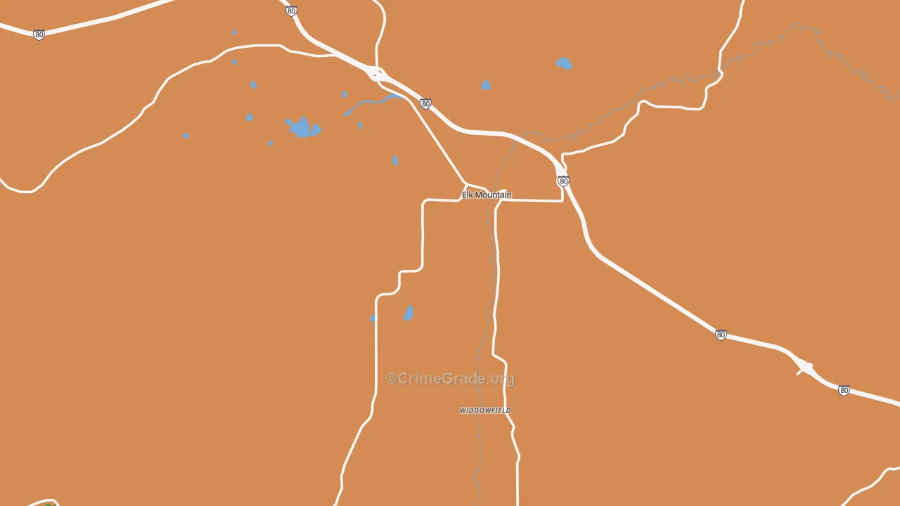 Elk Mountain, WY Map of Burglary Rates