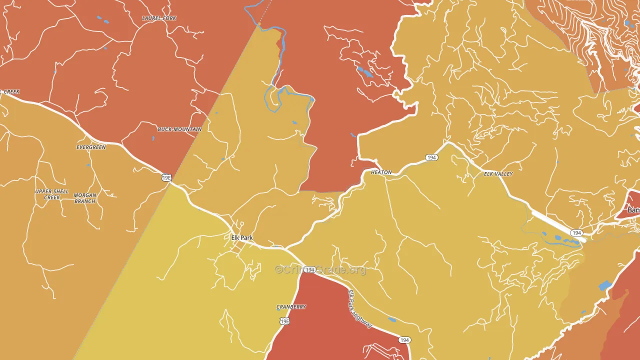 Elk Park, NC Map of Burglary Rates