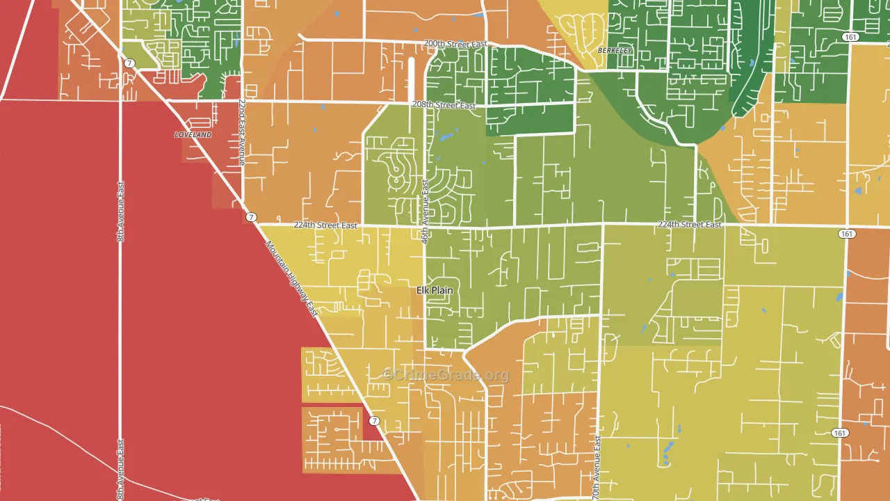 Elk Plain, Spanaway, WA Map of Burglary Rates