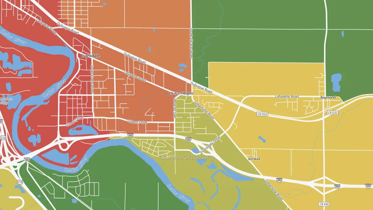 Elk Run Heights, IA Map of Burglary Rates