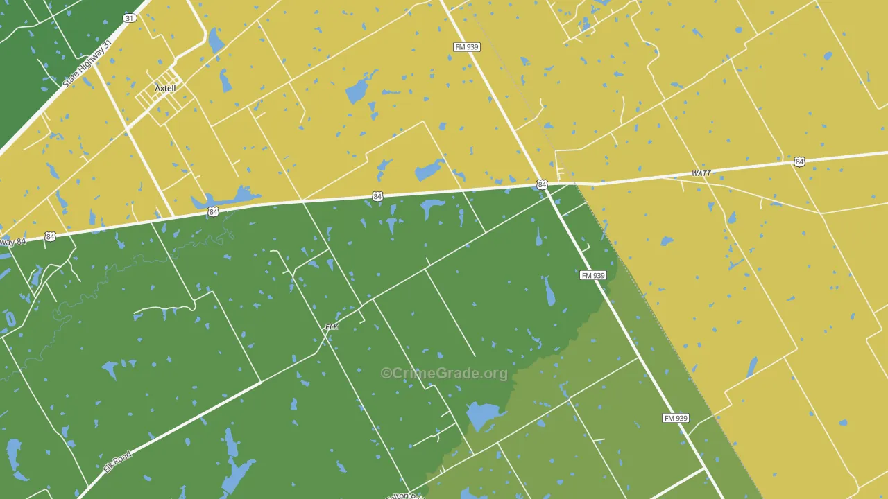 Elk, TX Map of Burglary Rates