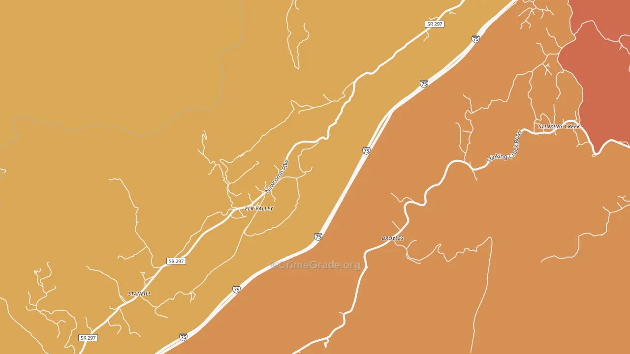 Elk Valley, TN Map of Burglary Rates