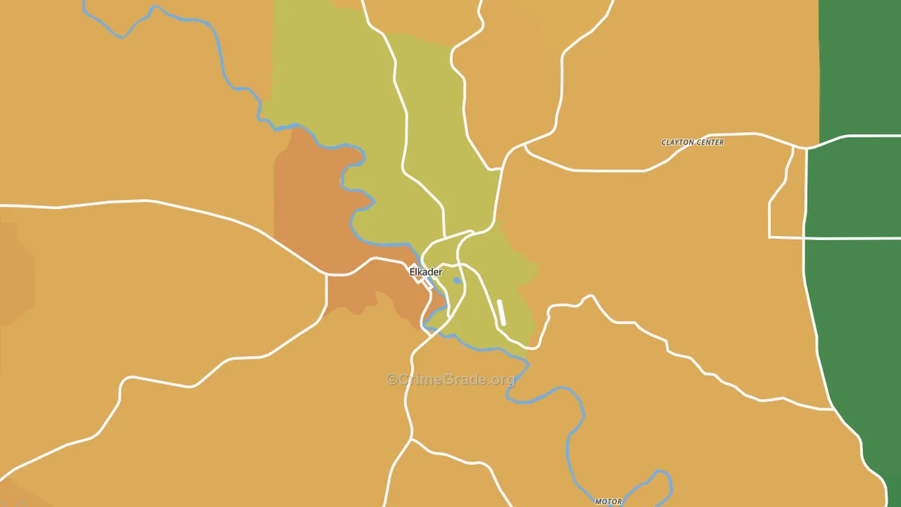 Elkader, IA Map of Burglary Rates