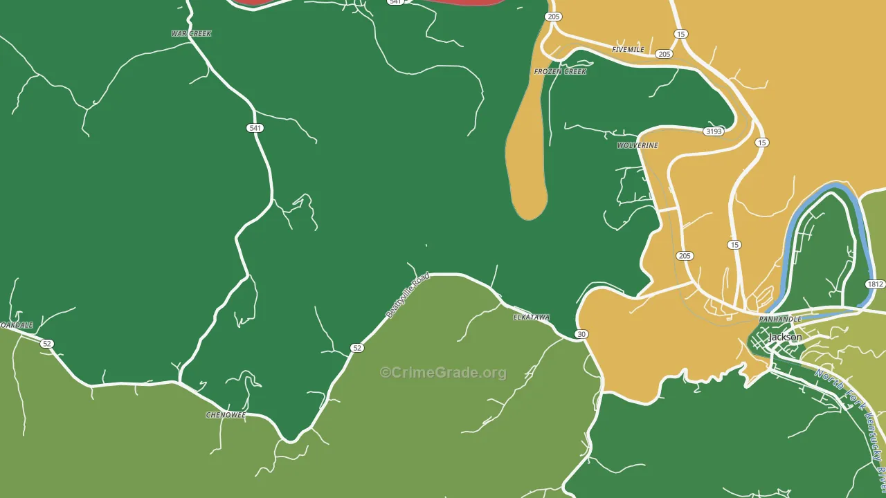 Elkatawa, KY Map of Burglary Rates