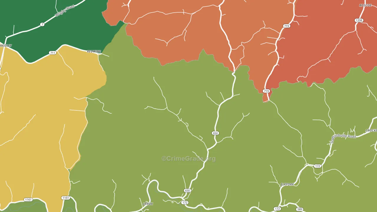 Elkfork, KY Map of Burglary Rates