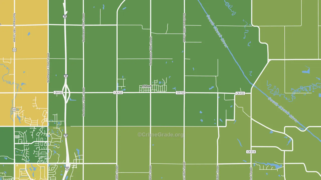 Elkhart, IA Map of Burglary Rates