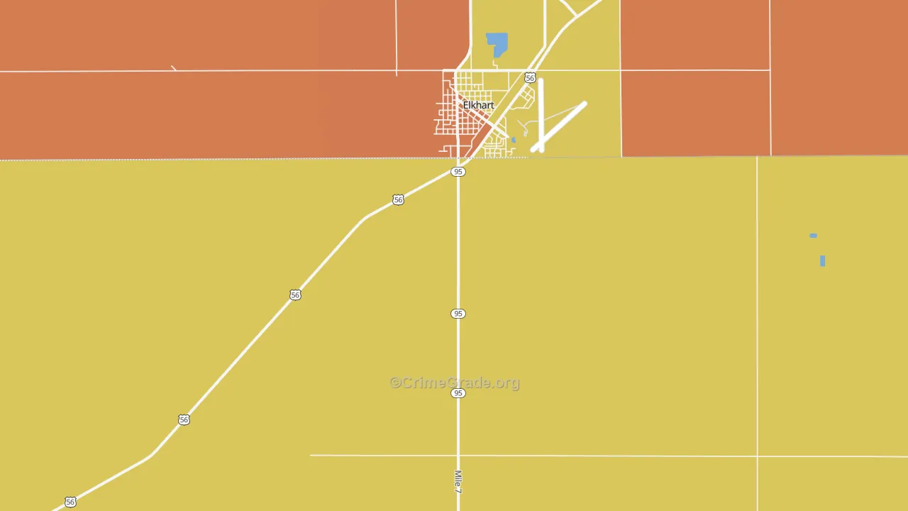 Elkhart, OK Map of Burglary Rates