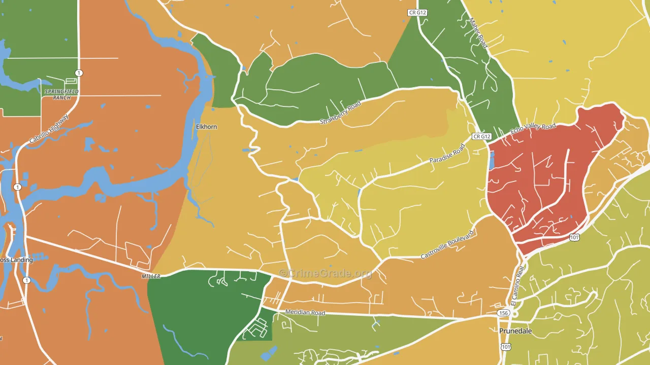 Elkhorn, CA Map of Burglary Rates