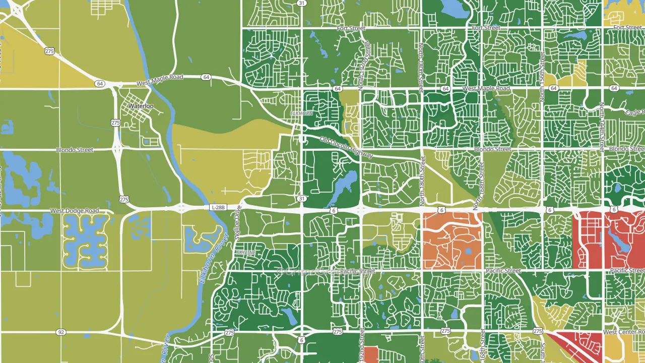 Elkhorn, NE Map of Burglary Rates