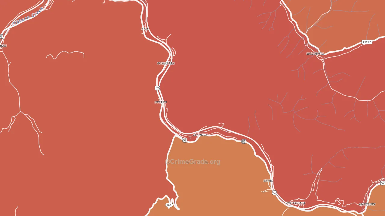 Elkhorn, WV Map of Burglary Rates