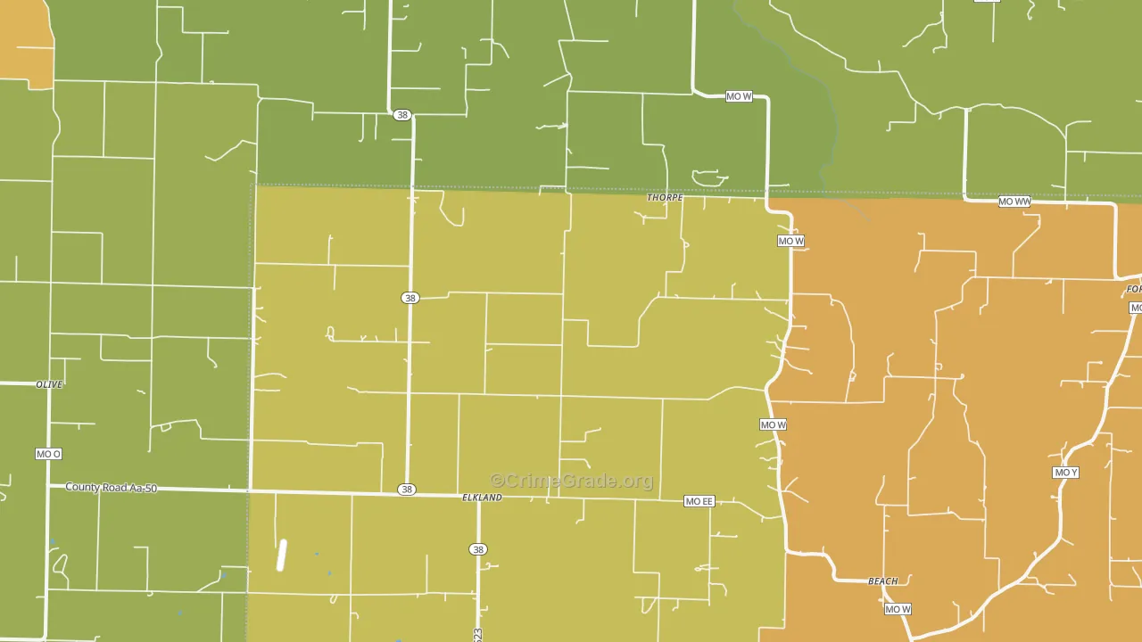 Elkland, MO Map of Burglary Rates