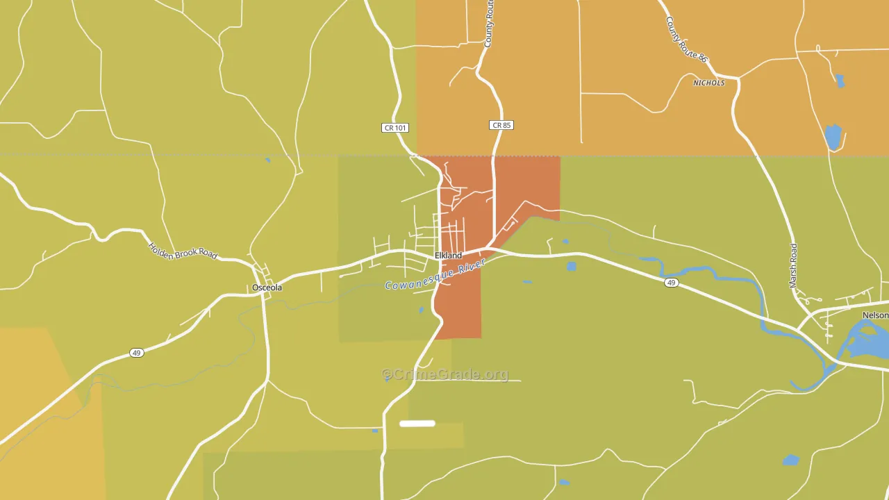 Elkland, PA Map of Burglary Rates