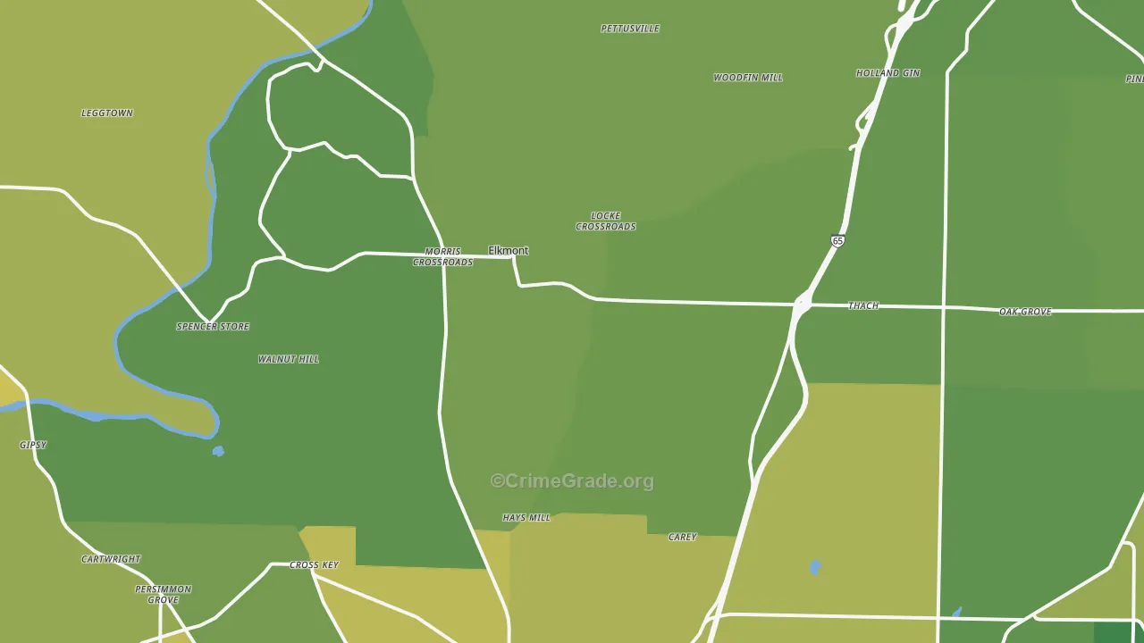 Elkmont, AL Map of Burglary Rates