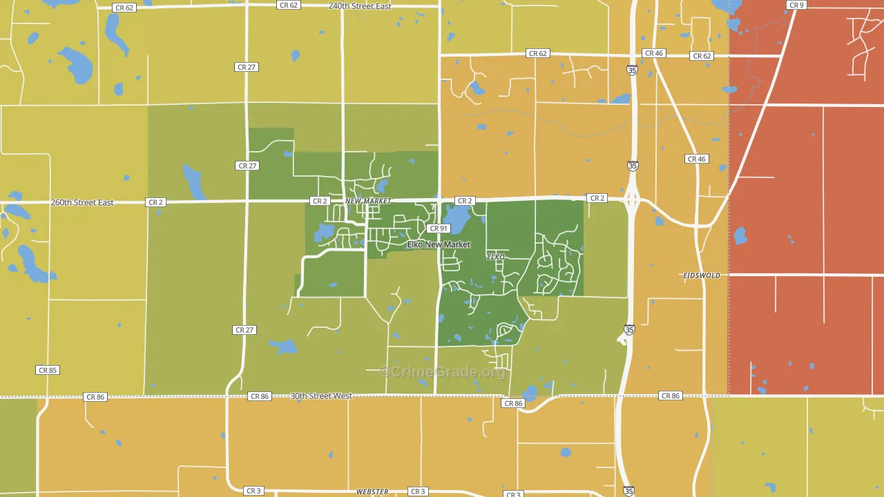 Elko New Market, MN Map of Burglary Rates