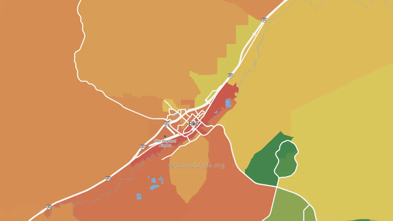 Elko, NV Map of Burglary Rates