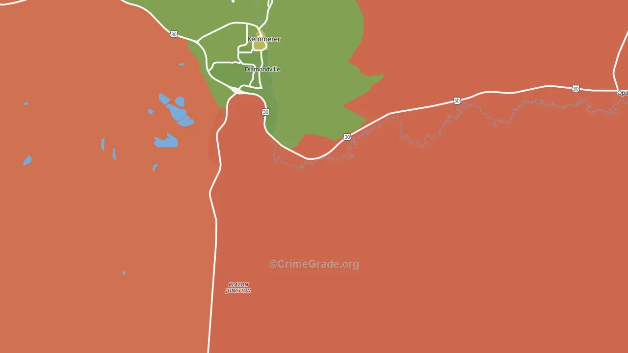 Elkol, WY Map of Burglary Rates