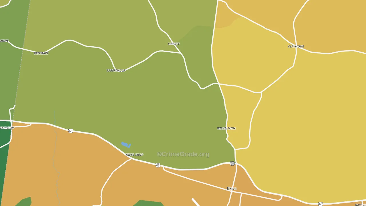 Elkton, KY Map of Burglary Rates