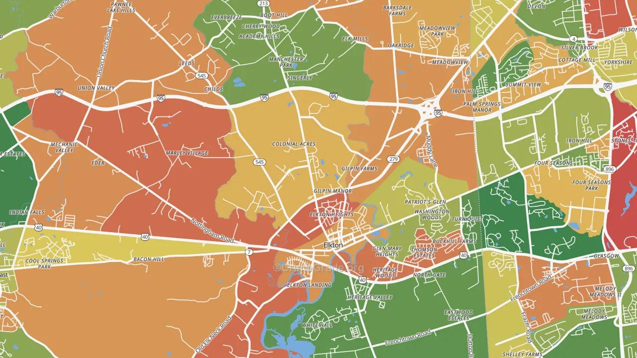 Elkton, MD Map of Burglary Rates