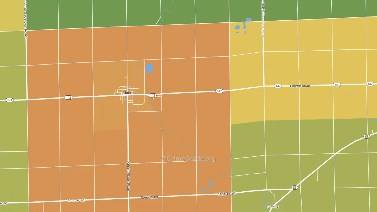 Elkton, MI Map of Burglary Rates