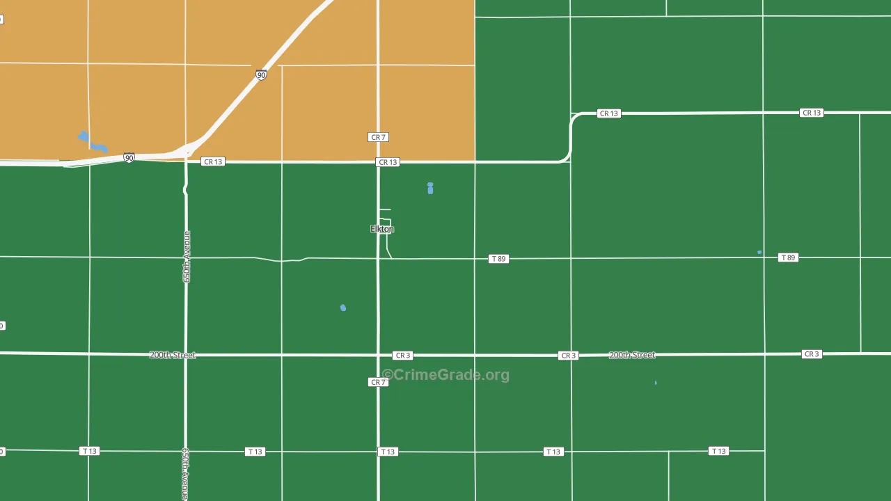Elkton, MN Map of Burglary Rates