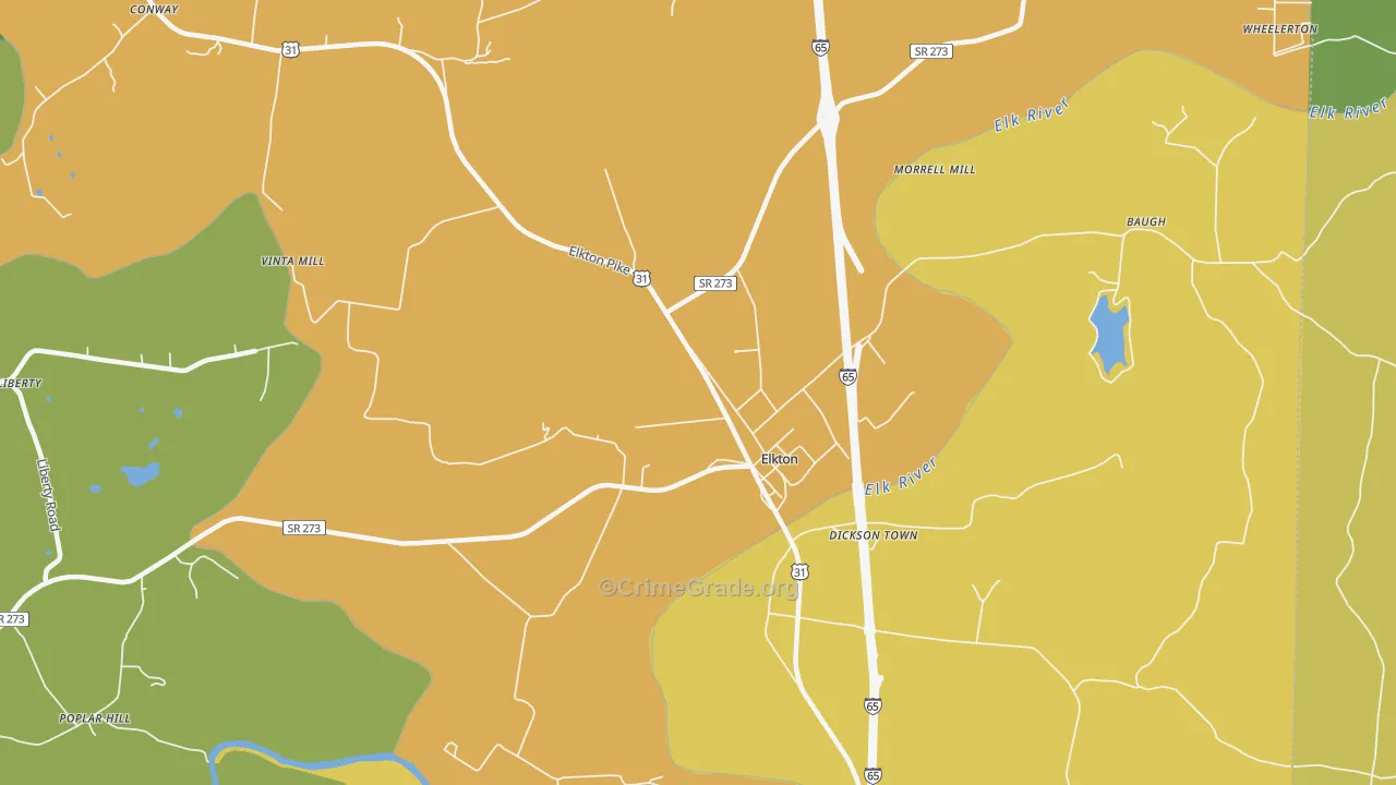 Elkton, TN Map of Burglary Rates