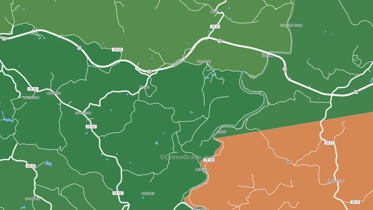 Ellamore, WV Map of Burglary Rates