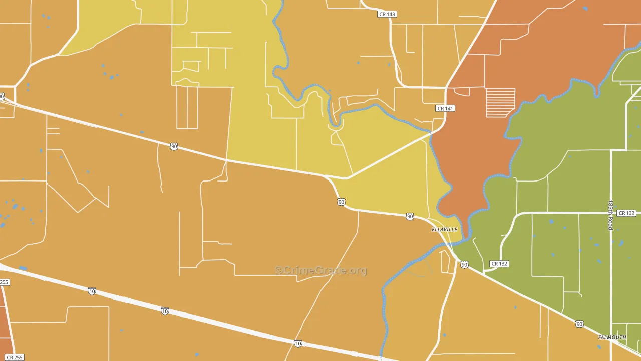 Ellaville, FL Map of Burglary Rates