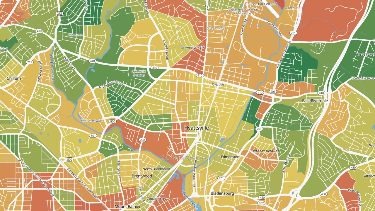 Ellaville, Hyattsville, MD Map of Burglary Rates