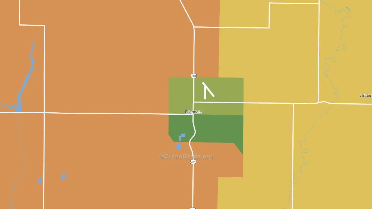 Ellendale, ND Map of Burglary Rates