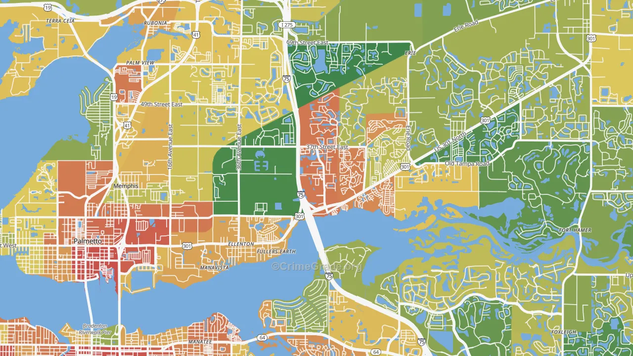 Ellenton, FL Map of Burglary Rates