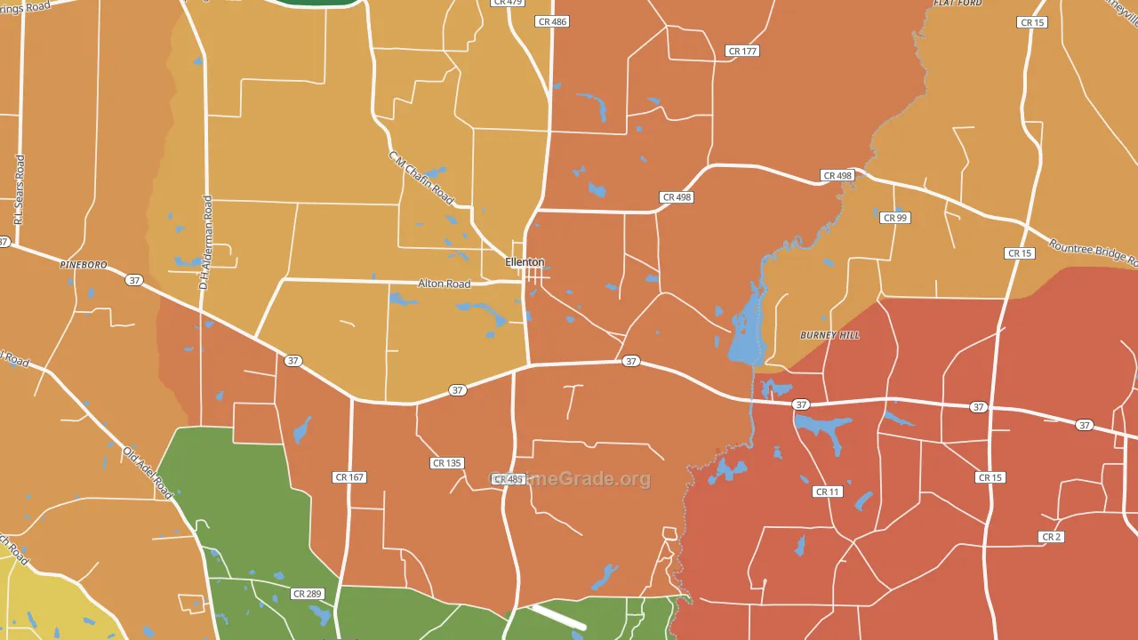 Ellenton, GA Map of Burglary Rates