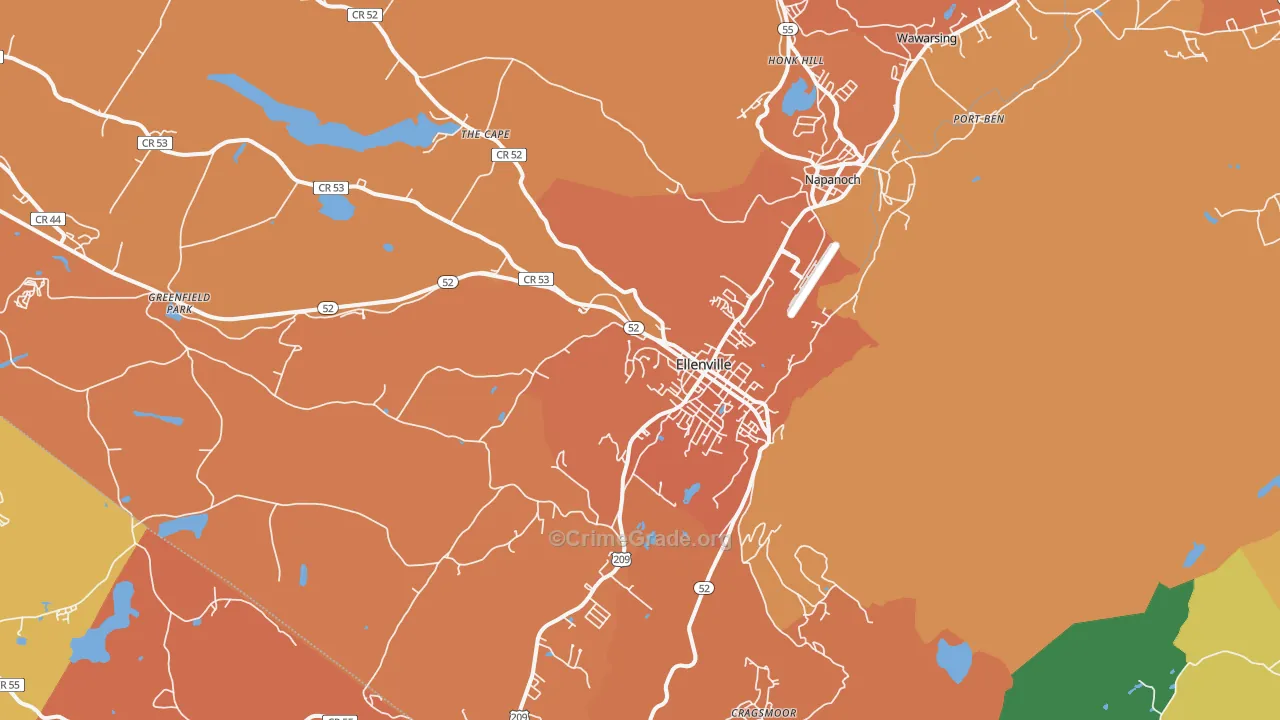 Ellenville, NY Map of Burglary Rates