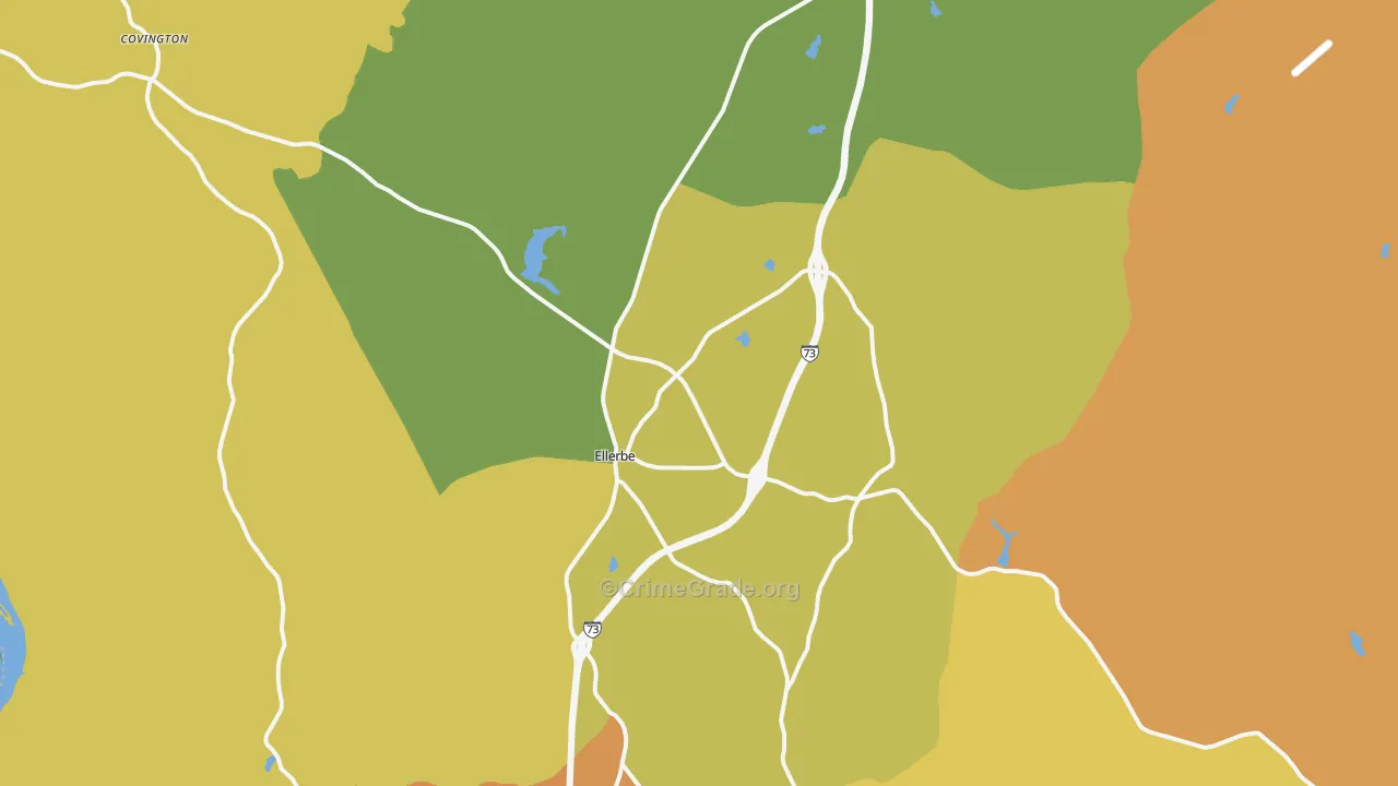Ellerbe, NC Map of Burglary Rates