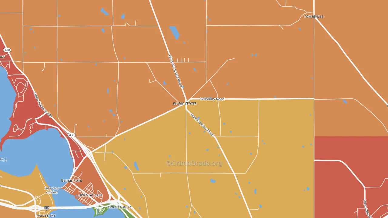 Ellery Center, NY Map of Burglary Rates