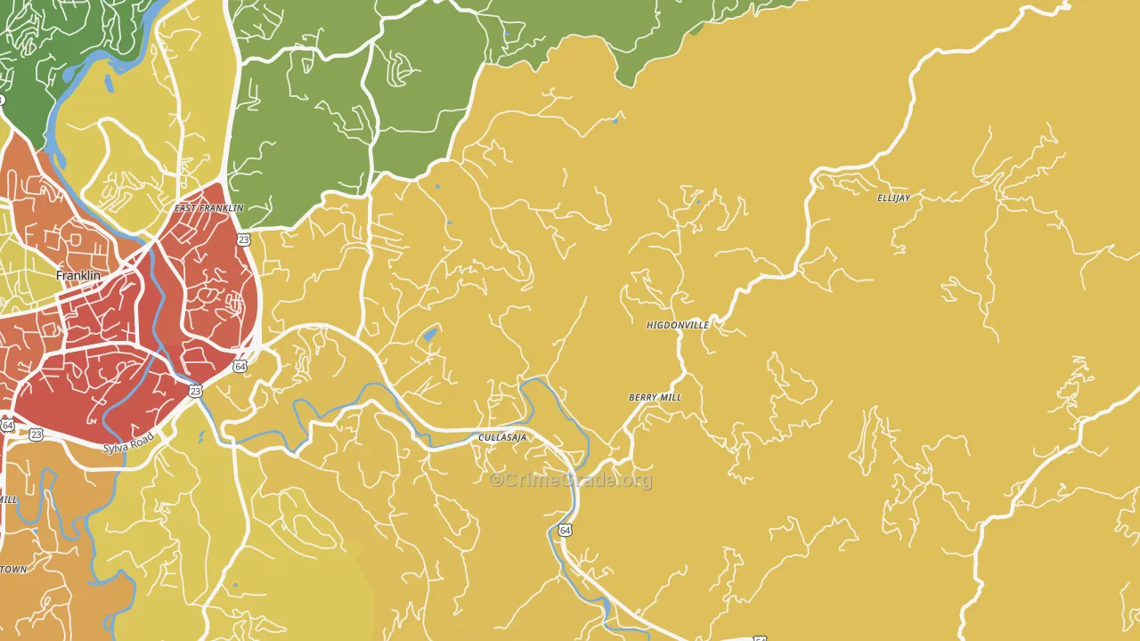 Ellijay, NC Map of Burglary Rates