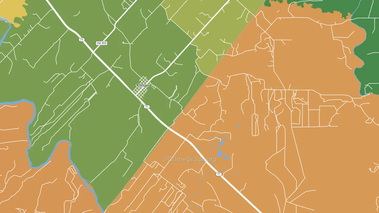 Ellinger, TX Map of Burglary Rates