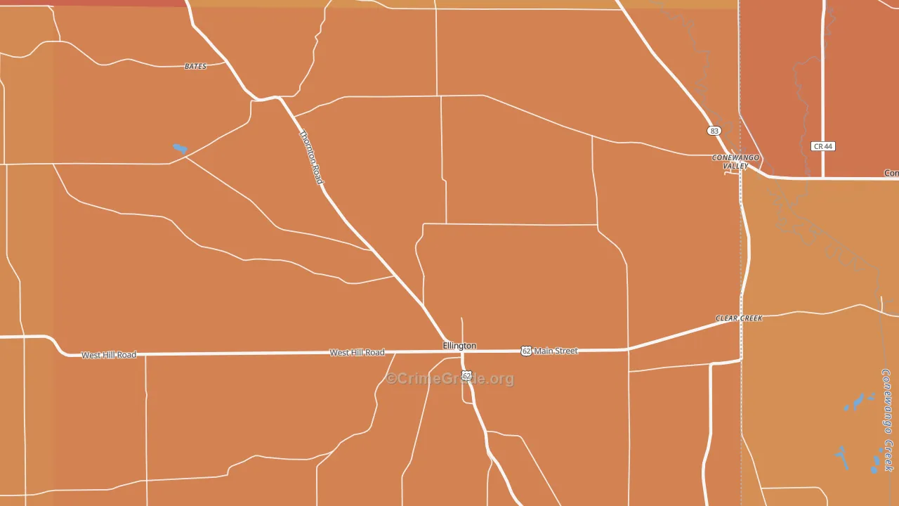 Ellington, NY Map of Burglary Rates