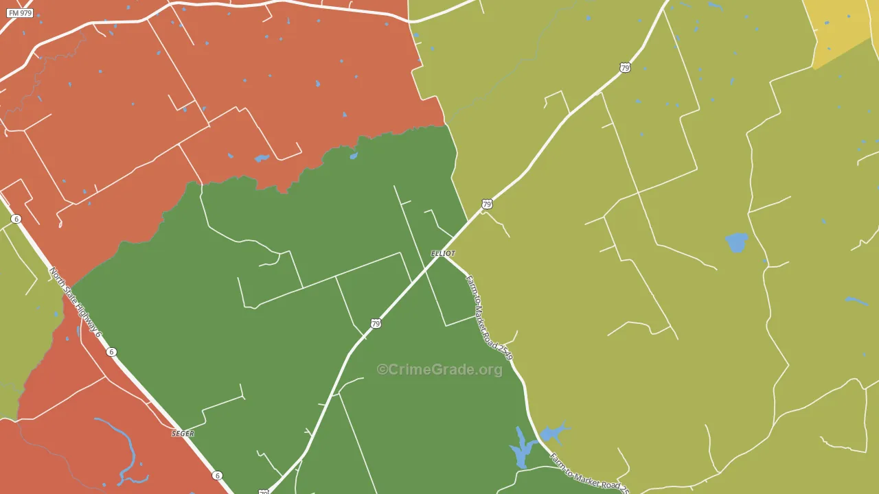Elliot, TX Map of Burglary Rates