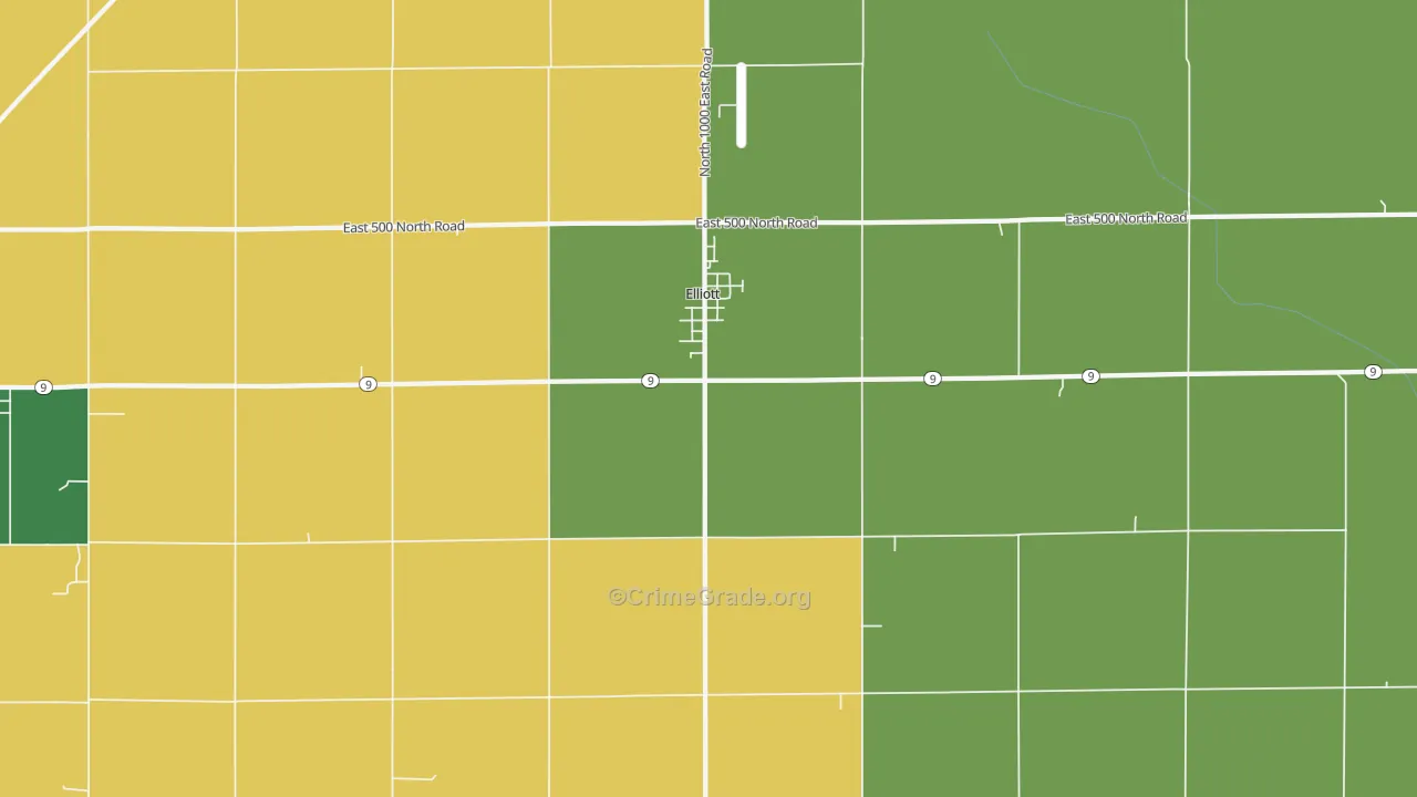 Elliott, IL Map of Burglary Rates