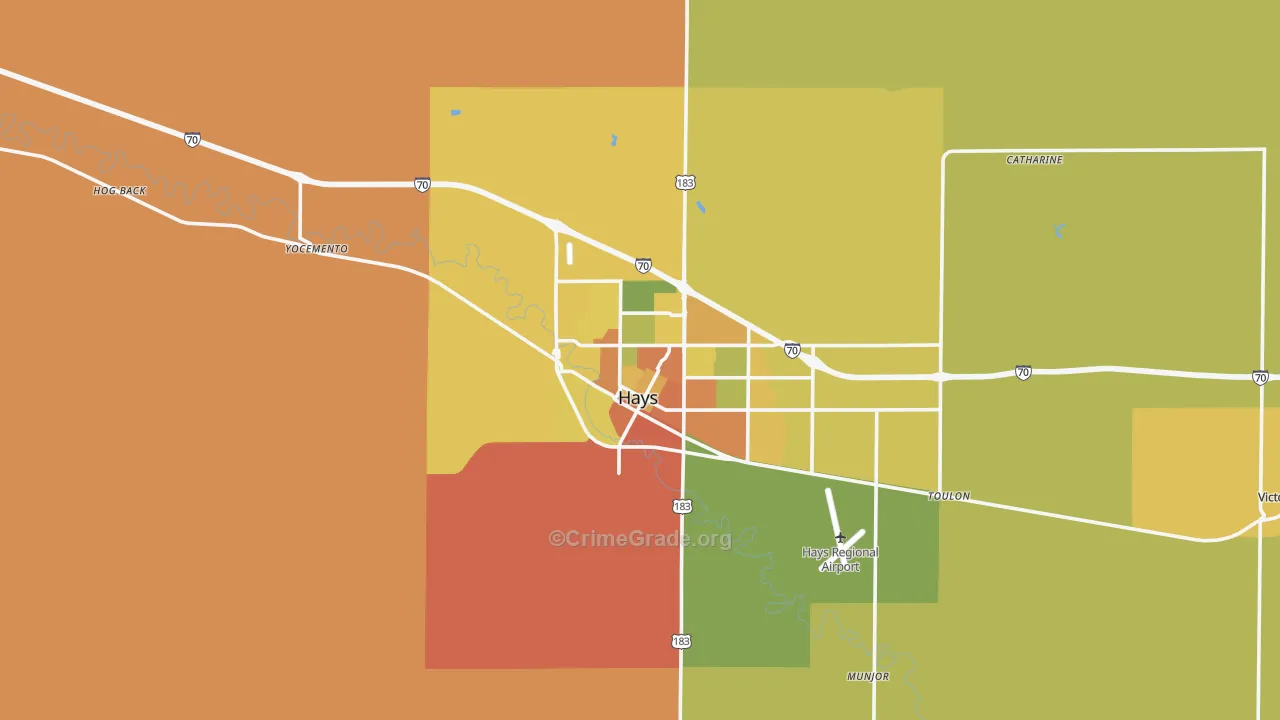 Ellis County, KS Map of Burglary Rates