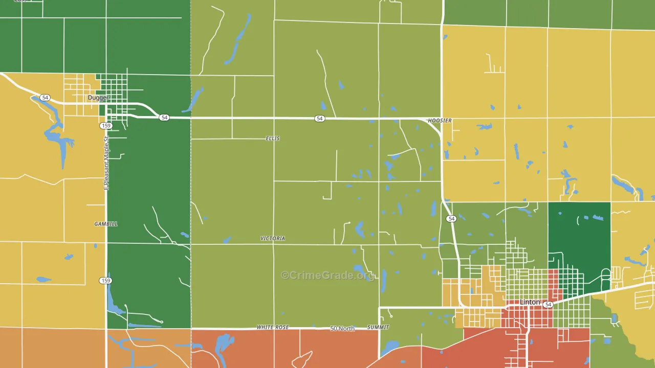 Ellis, IN Map of Burglary Rates