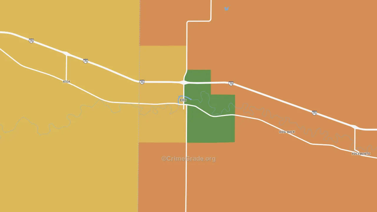 Ellis, KS Map of Burglary Rates