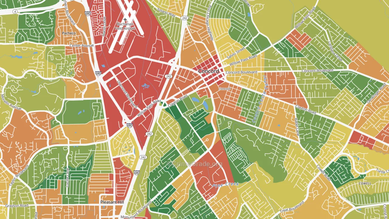 Ellis Lake, Concord, CA Map of Burglary Rates