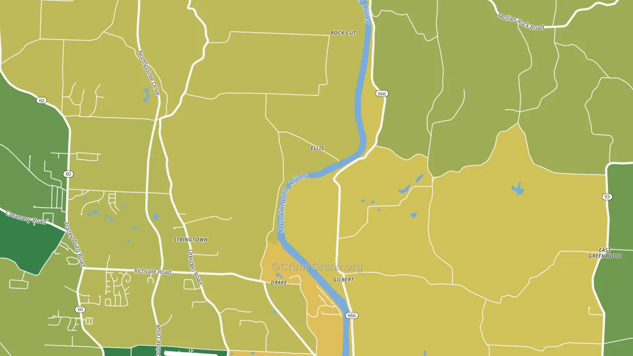 Ellis, OH Map of Burglary Rates